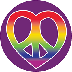 rainbow heart peace button